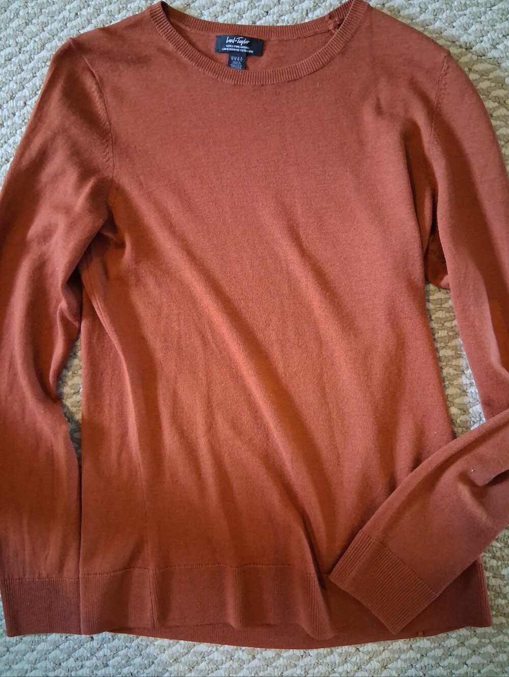 Lord and taylor extra fine merino wool Rust Women's Sweater M